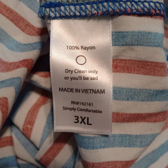 LulaRoe 3X Thor Boys Button Up Fireworks Planes Patriotic Plus Size 4th of July - Picture 5 of 6